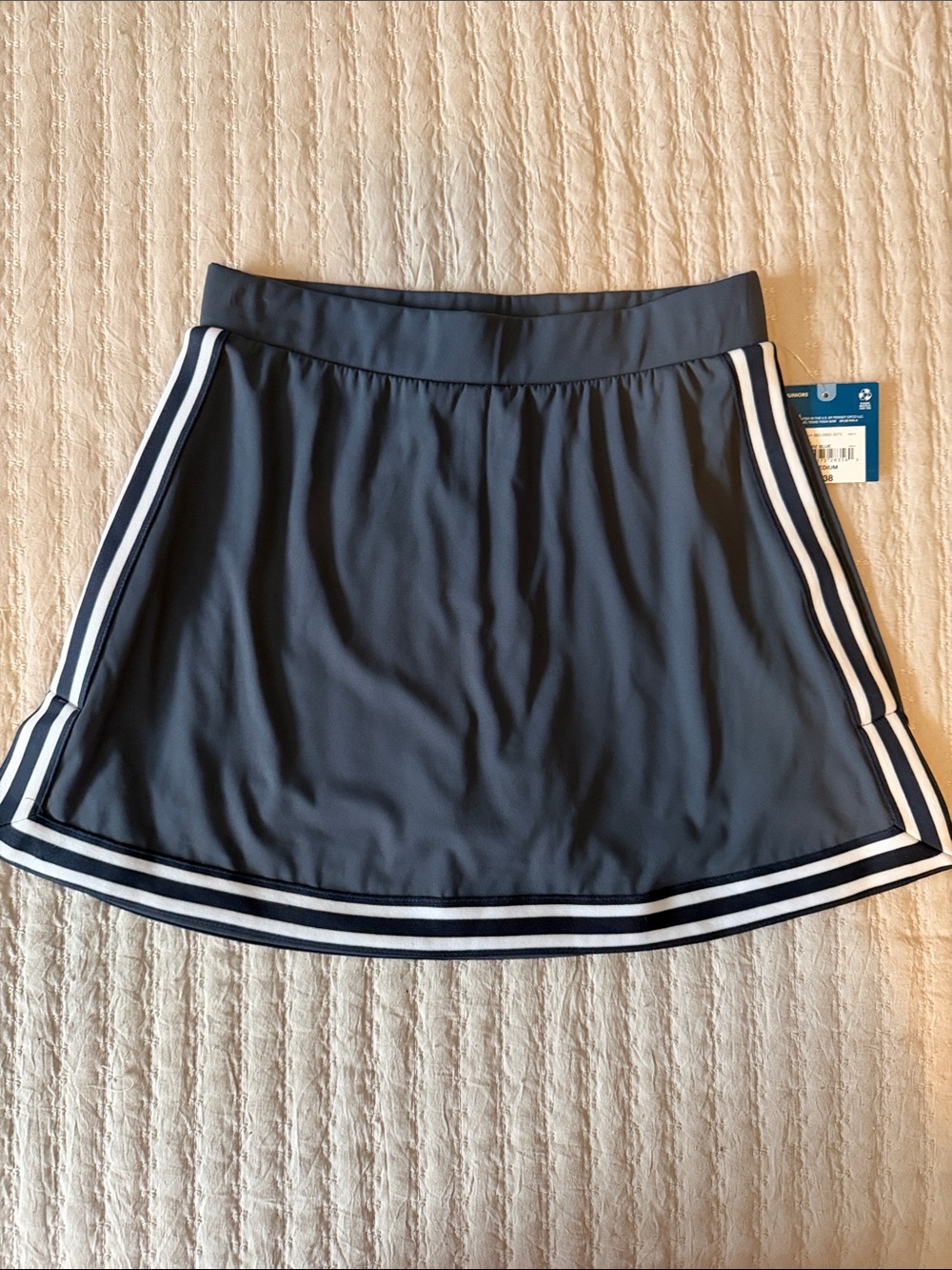 Athletic Ombré Blue Skirt White/Navy Stripe Trim Jr Medium (Built In Shorts)